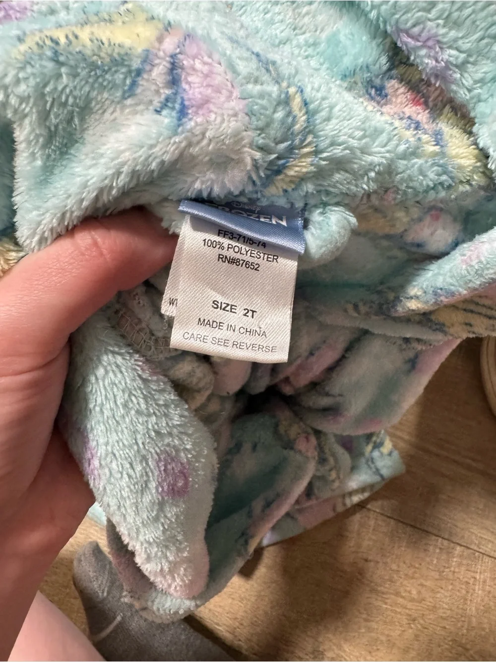 Plush Hooded frozen Bathrobe in Aqua with Elsa Print